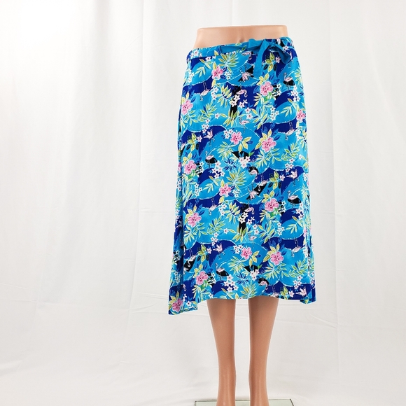 Sag Harbor Blue Floral Flowy Midi Skirt Size Small - Picture 2 of 8